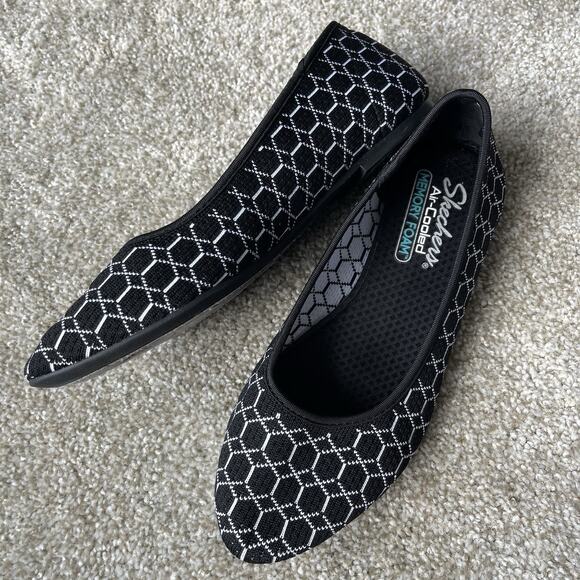 Skechers Ballet Flats Women 8.5 Shoes Slip On Stretch Knit Memory Foam Loafers - Picture 1 of 11